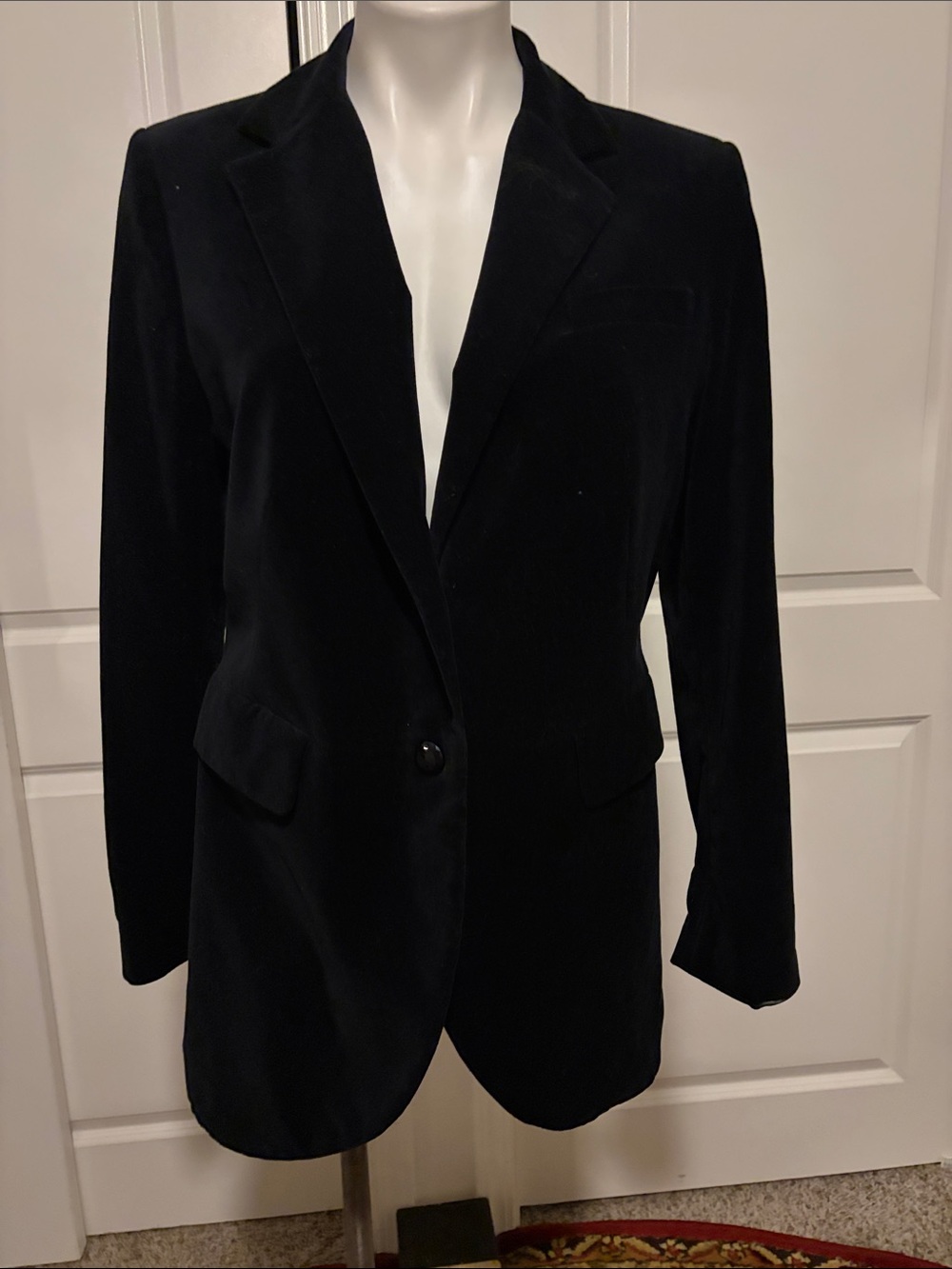 Lauren Ralph Lauren Black Velvet Riding One-Button Blazer